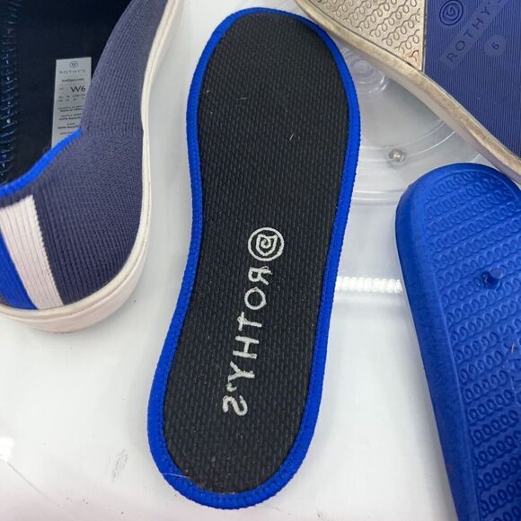 Rothy's Women's The Original Slip On Sneaker Size 6 Blue White Knit Shoe - Picture 11 of 14